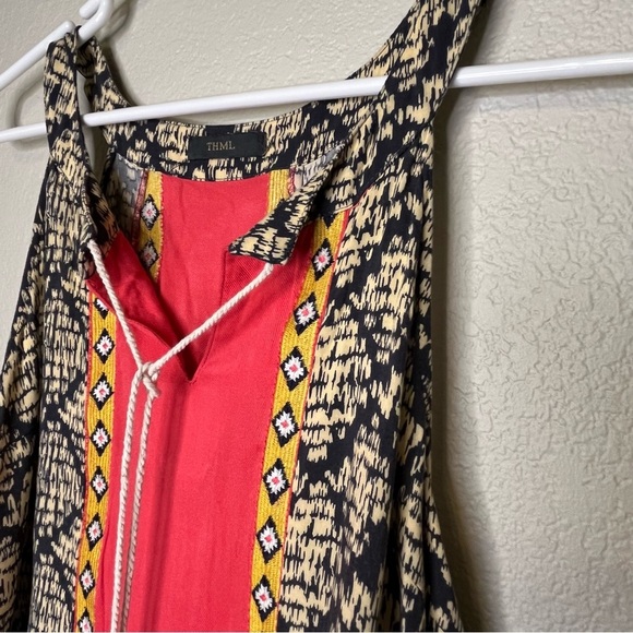 THML Anthropologie Bohemian Embroidered Halter Dress With Tassels Size Medium - Picture 8 of 15